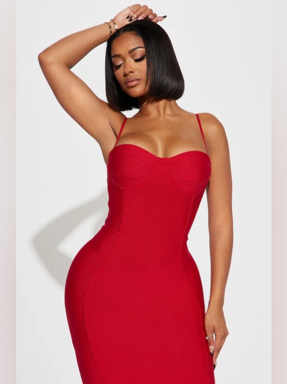 Fashion Nova Red Bustier Bodycon Dress - Picture 2 of 9